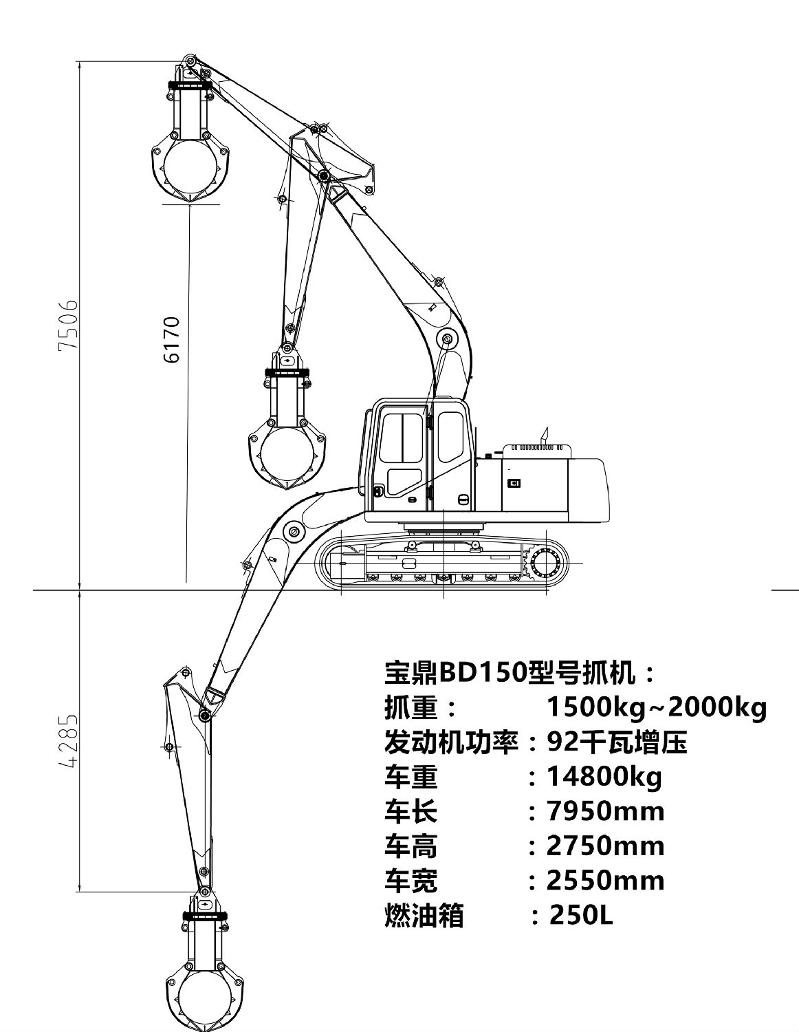 宝鼎150抓机参数图